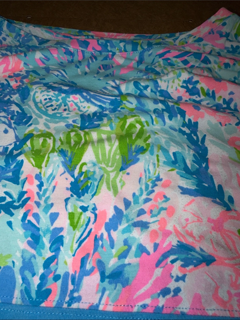 Lilly Pulitzer Fish My Wish Blue Floral Yoke & Sleeve Long-Sleeve Tee • Size M - Picture 6 of 7